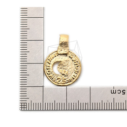 PDT-2381-MG【2個入り】コインペンダント,Coin Pendant/16mm x 22mm 5枚目の画像