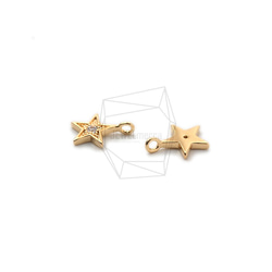 PDT-2382-G【2個入り】CZスターペンダント,CZ Mini Star Pendant /  7mm x 9mm 3枚目の画像