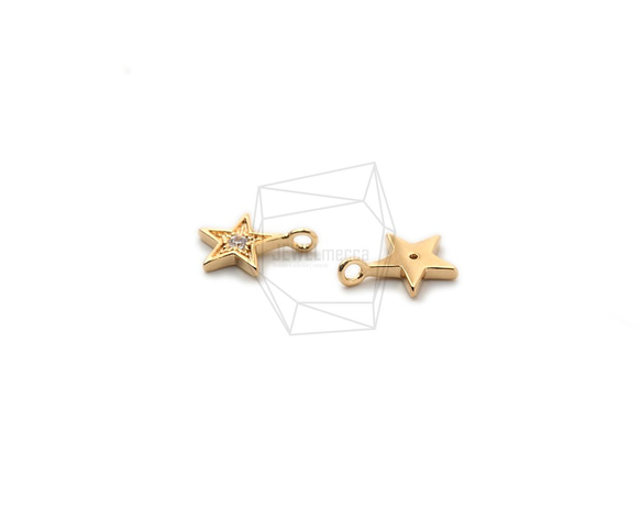 PDT-2382-G【2個入り】CZスターペンダント,CZ Mini Star Pendant /  7mm x 9mm 3枚目の画像