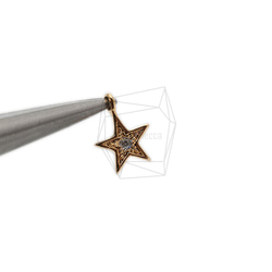 PDT-2382-G【2個入り】CZスターペンダント,CZ Mini Star Pendant /  7mm x 9mm 4枚目の画像