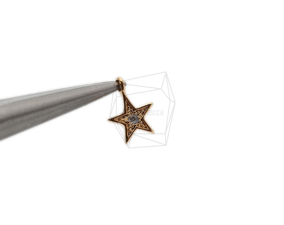 PDT-2382-G【2個入り】CZスターペンダント,CZ Mini Star Pendant /  7mm x 9mm 4枚目の画像