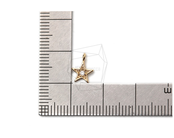 PDT-2382-G【2個入り】CZスターペンダント,CZ Mini Star Pendant /  7mm x 9mm 5枚目の画像