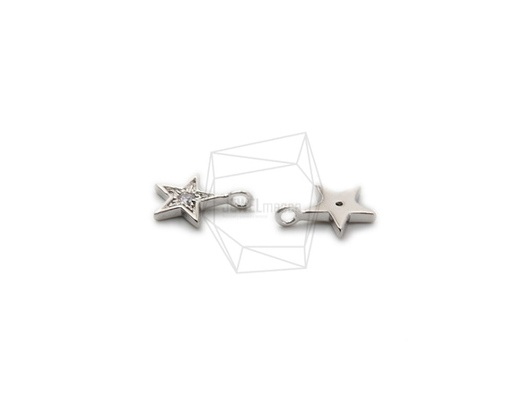 PDT-2382-R【2個入り】CZスターペンダント,CZ Mini Star Pendant /  7mm x 9mm 3枚目の画像