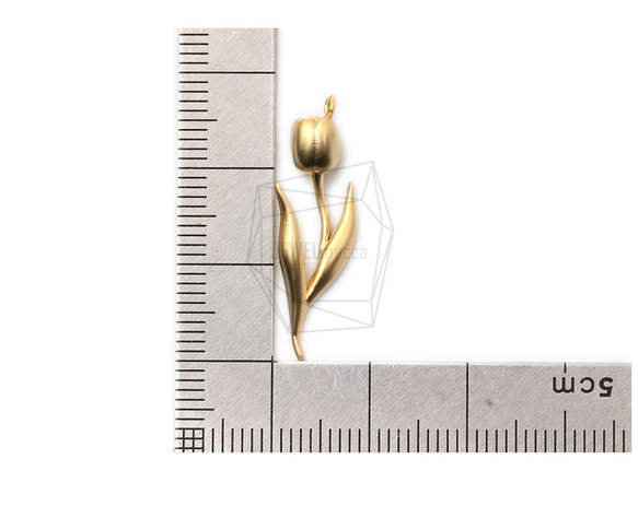 PDT-2384-MG【2個入り】チューリップペンダント,Tulip Pendant/ 8mm x 28mm 5枚目の画像