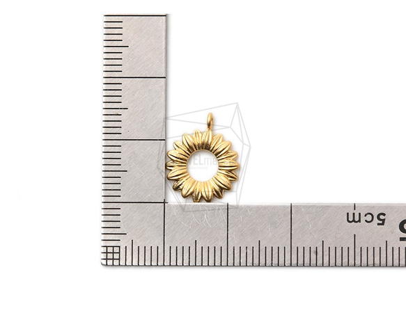 PDT-2385-MG【2個入り】サンフラワーペンダント,Sunflower Pendant/28mm x 28mm 5枚目の画像