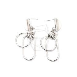 ERG-1554-R【2個入り】マルチリンクサークルピアス  ,Multi Linked Circles Earring 1枚目の画像