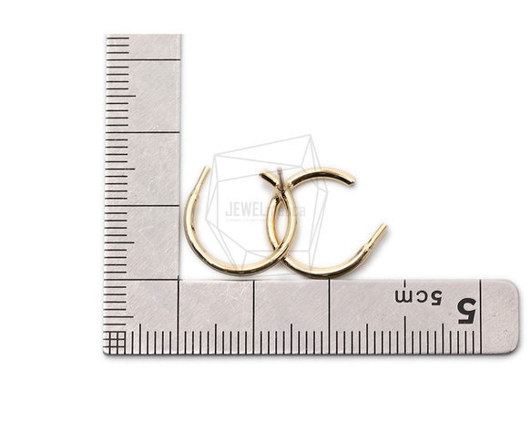 ERG-1552-G [2個]十字半圓耳環 第5張的照片
