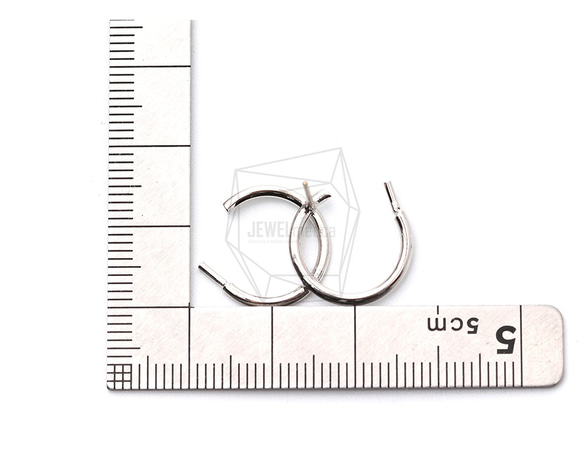 ERG-1552-R [2個]十字半圓耳環 第5張的照片