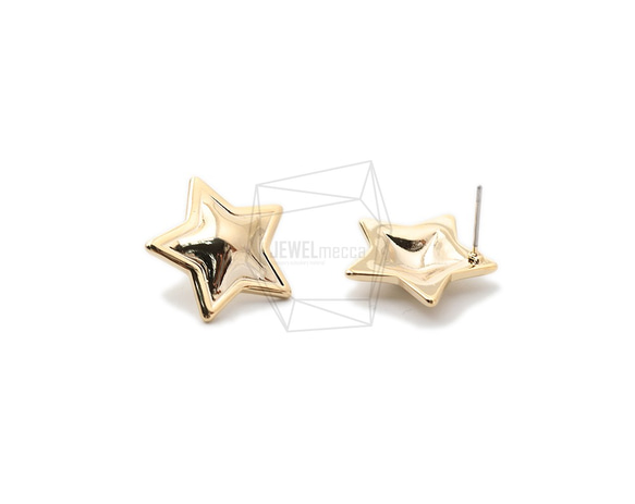 ERG-1564-G【2個入り】スターピアス,Star Earring Post/20mm x 20mm 2枚目の画像