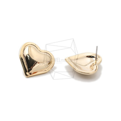 ERG-1572-G [2件]心形耳環，心形耳環柱/ 20mm x 20mm 第2張的照片