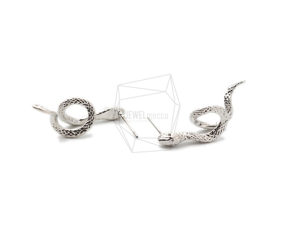 ERG-1582-R [2 件] 蛇形耳環、蛇形耳釘 / 10mm x 20mm 第3張的照片