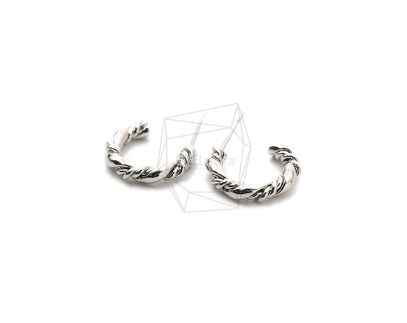 ERG-1593-R【2個入り】フープピアス/Hoop Post Earrings/13mm X 16mm 2枚目の画像