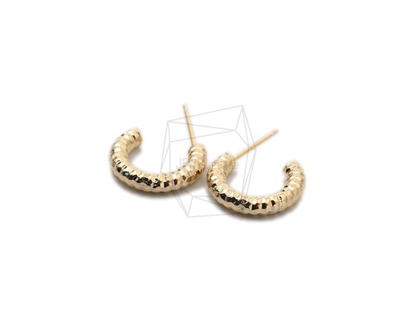 ERG-1595-G【2個入り】フープピアス/Hoop Post Earrings/12mm X 15mm 2枚目の画像