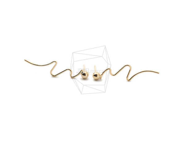ERG-1596-G [2pieces] Wire Wave Earrings, Wire Wave Post Earrings 第1張的照片