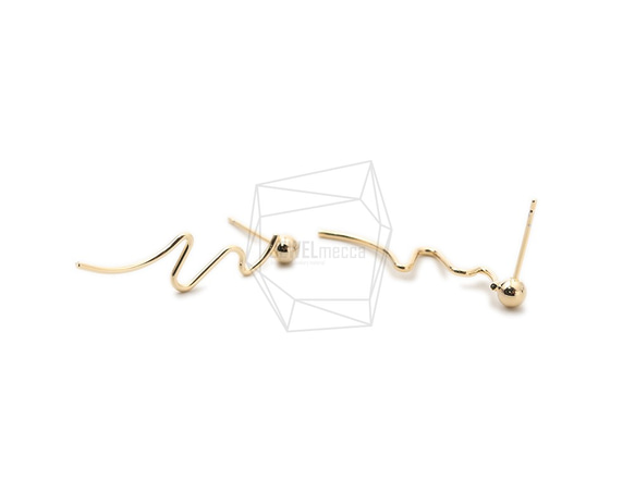 ERG-1596-G [2pieces] Wire Wave Earrings, Wire Wave Post Earrings 第2張的照片