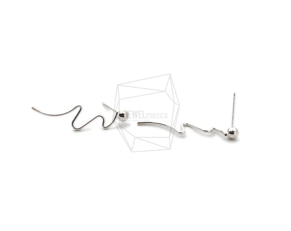 ERG-1596-R [2pieces] Wire Wave Earrings, Wire Wave Post Earrings 第2張的照片