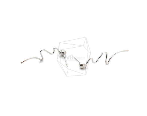 ERG-1596-R [2pieces] Wire Wave Earrings, Wire Wave Post Earrings 第3張的照片