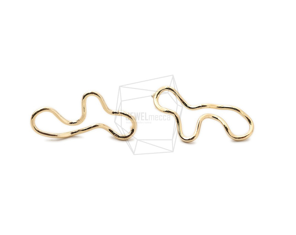 ERG-1598-G [2pieces] Wire Wave Earrings, Wire Wave Post Earrings 第1張的照片