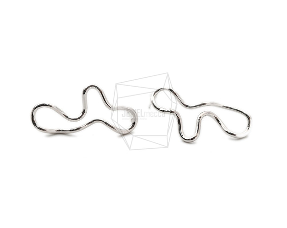 ERG-1598-R [2pieces] Wire Wave Earrings, Wire Wave Post Earrings 第1張的照片