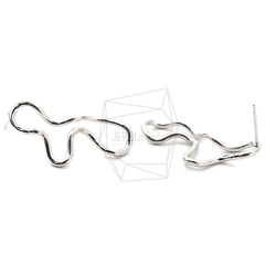 ERG-1598-R [2pieces] Wire Wave Earrings, Wire Wave Post Earrings 第2張的照片