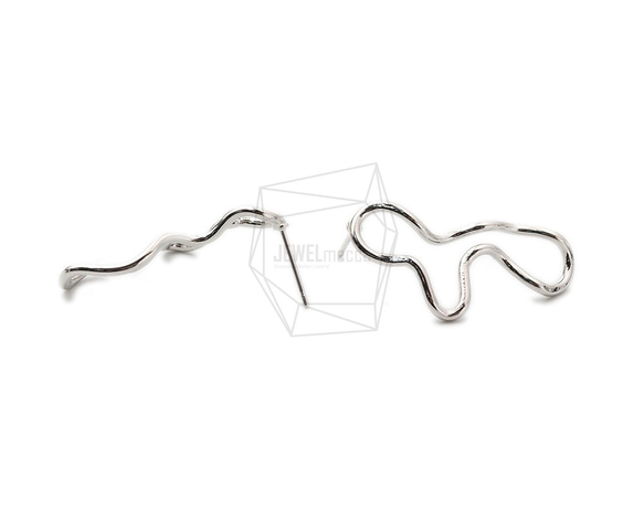 ERG-1598-R [2pieces] Wire Wave Earrings, Wire Wave Post Earrings 第3張的照片