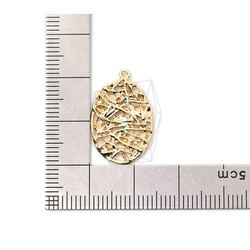 PDT-2398-G【2個入り】ネットオーバルペンダント,Net Oval Pendant/14mm X 21mm 5枚目の画像