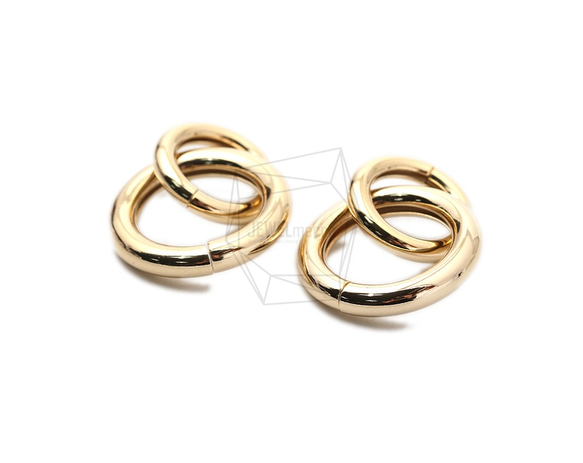 PDT-2402-G【2個入り】ダブルラウンドペンダント/Double Round Earring Charm 2枚目の画像