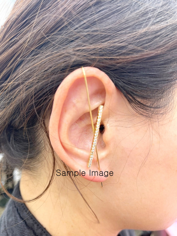 ERG-1610-G【1個入り】 ラップクローラーフックピアス,Ear Wrap Crawler, Hook Cuff 5枚目の画像