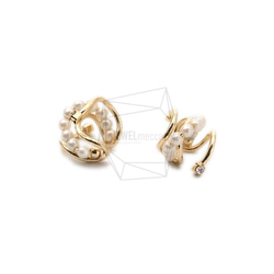 ERG-1630-G【2個入り】パールラウンドイヤーカフ/Pearl Round Earcuffs Earrings 3枚目の画像