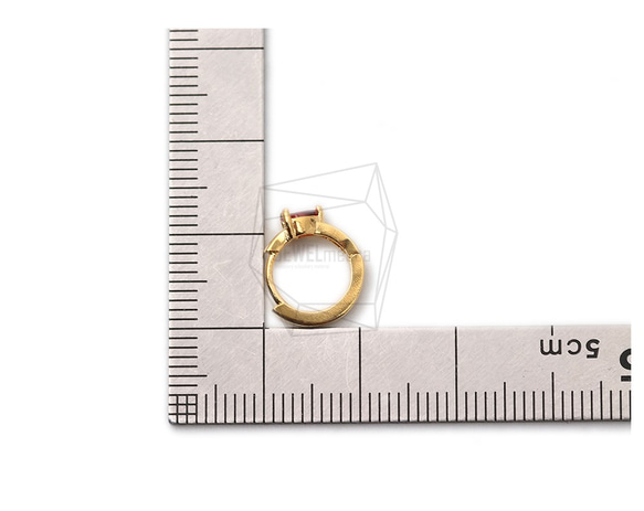 ERG-1645-G [2個]圓形方形耳環，圓形CZ後耳環 第5張的照片