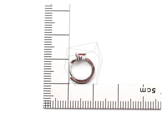 ERG-1645-R [2個]圓形方形耳環，圓形CZ後耳環 第5張的照片