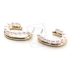 ERG-1656-G [2 件] 珍珠 L 形耳釘、珍珠 L 形耳釘 第2張的照片