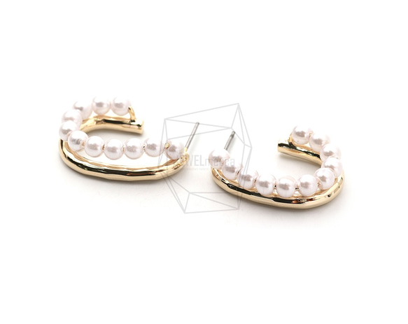 ERG-1656-G [2 件] 珍珠 L 形耳釘、珍珠 L 形耳釘 第2張的照片