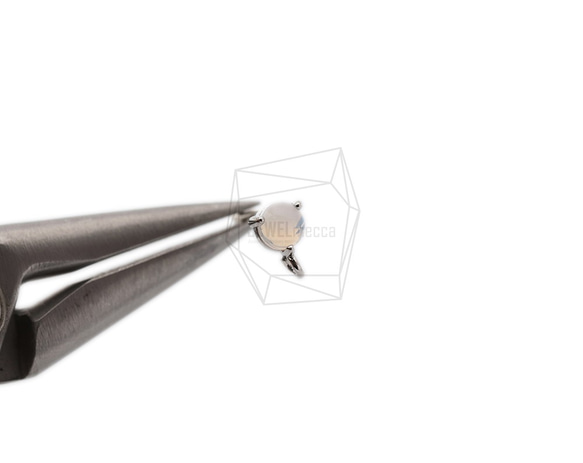 ERG-1657-R [2個]簡單玻璃耳環，簡單玻璃耳釘 第4張的照片