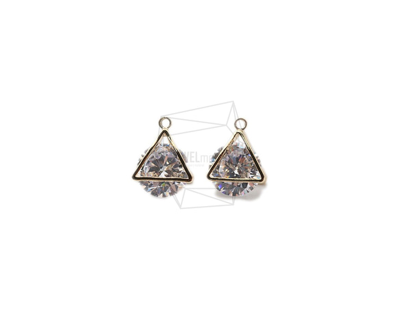 PDT-2443-G [2pieces] 3D Cubic Triangle, Cubic in 3D Star pendant 第1張的照片