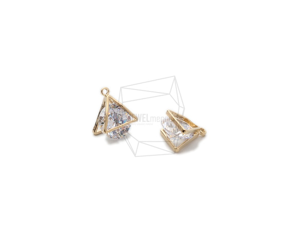 PDT-2443-G [2pieces] 3D Cubic Triangle, Cubic in 3D Star pendant 第2張的照片