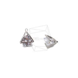 PDT-2443-R [2pieces] 3D Cubic Triangle, Cubic in 3D Star pendant 第2張的照片