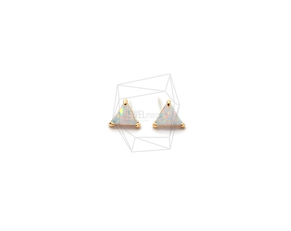 ERG-1659-G【2個入り】オパールピアス   ,Synthetic opal Post Earring 1枚目の画像