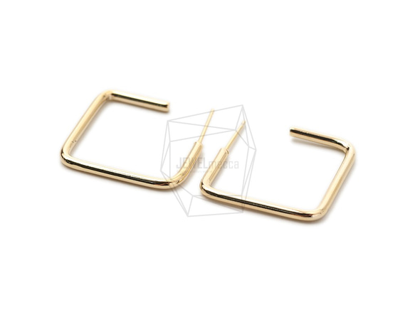 ERG-1667-G [2pieces] Square Earrings, Square Post Earring / 25mm 第2張的照片