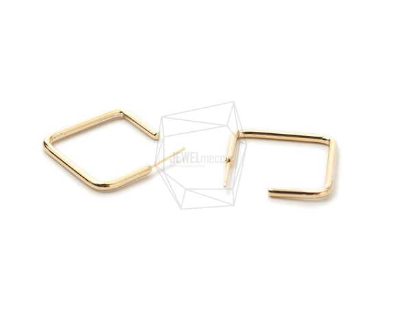 ERG-1667-G [2pieces] Square Earrings, Square Post Earring / 25mm 第3張的照片