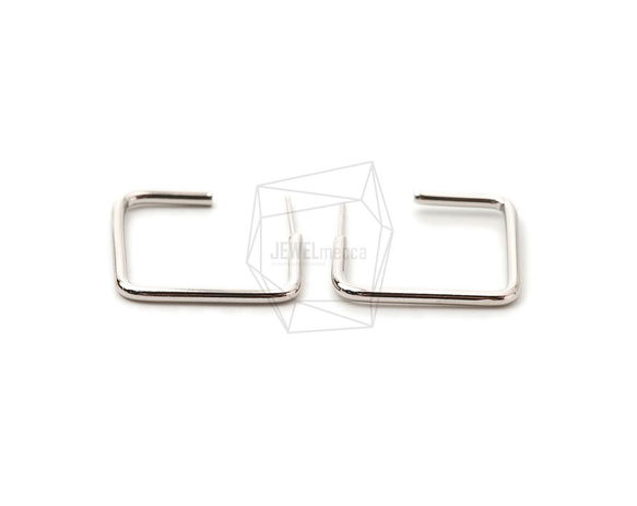 ERG-1667-R [2pieces] Square Earrings, Square Post Earring / 25mm 第1張的照片