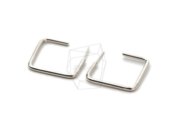 ERG-1667-R [2pieces] Square Earrings, Square Post Earring / 25mm 第2張的照片