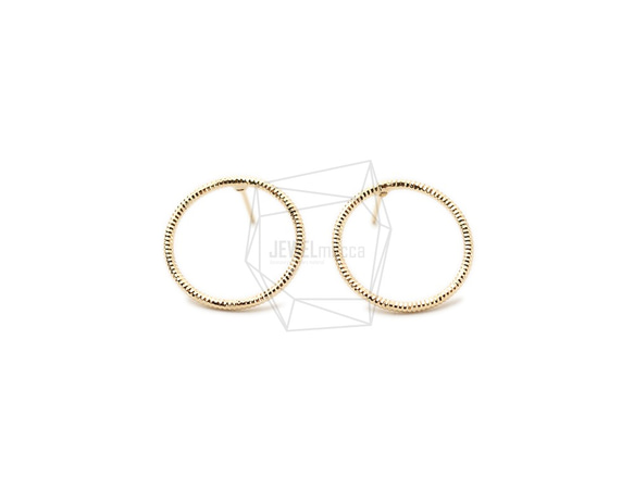 ERG-1682-G [2 件] 圓形耳環，圓形耳柱 / 18mm x 18mm 第1張的照片