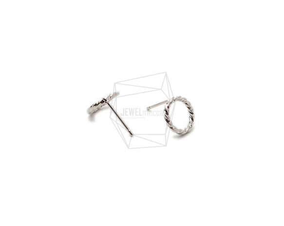 ERG-1723-R [2 件] 圓形耳環，圓形耳柱 / 10mm x 10mm 第3張的照片