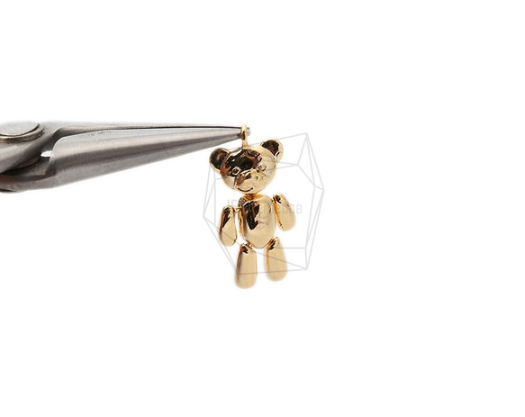 PDT-2444-G [1 件] 泰迪熊吊墜，10mm x 20mm 第4張的照片