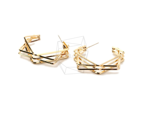 ERG-1708-G【2個入り】ダブルスクエア ピアス,Double Square  Post Earring 2枚目の画像