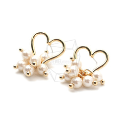 ERG-1737-G【2個入り】ハートパールピアス,Heart Pearl Earring Post 2枚目の画像