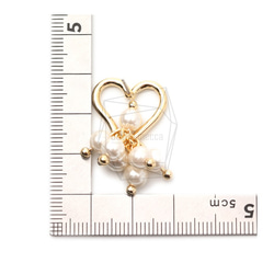 ERG-1737-G【2個入り】ハートパールピアス,Heart Pearl Earring Post 5枚目の画像