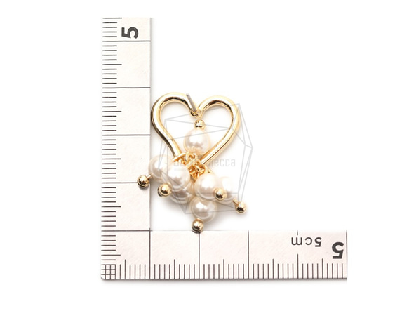 ERG-1737-G【2個入り】ハートパールピアス,Heart Pearl Earring Post 5枚目の画像