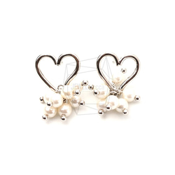 ERG-1737-R【2個入り】ハートパールピアス,Heart Pearl Earring Post 1枚目の画像